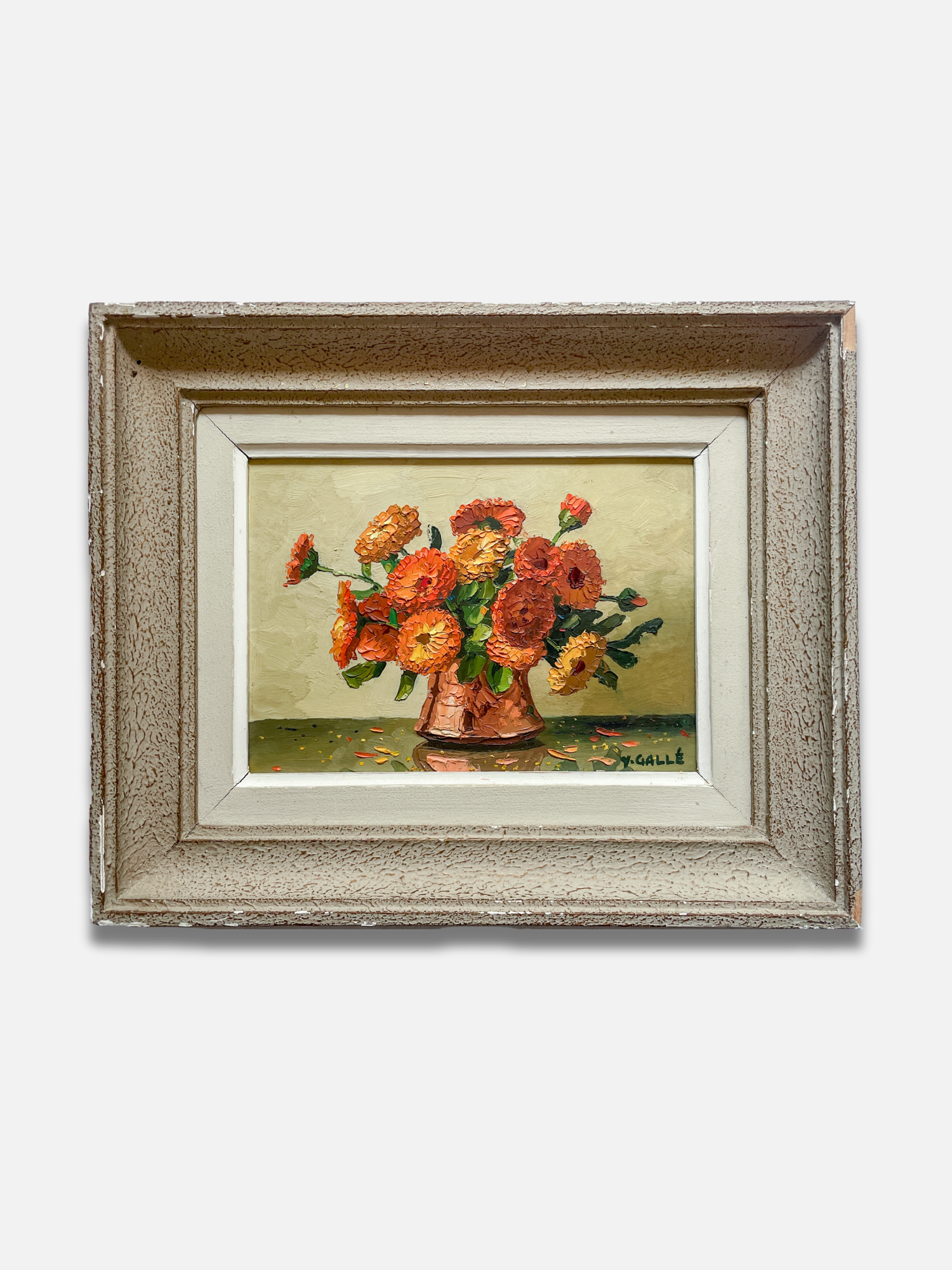 Bouquet de Dahlias – Yvan Gallé, Mid-20th Century Oil Painting