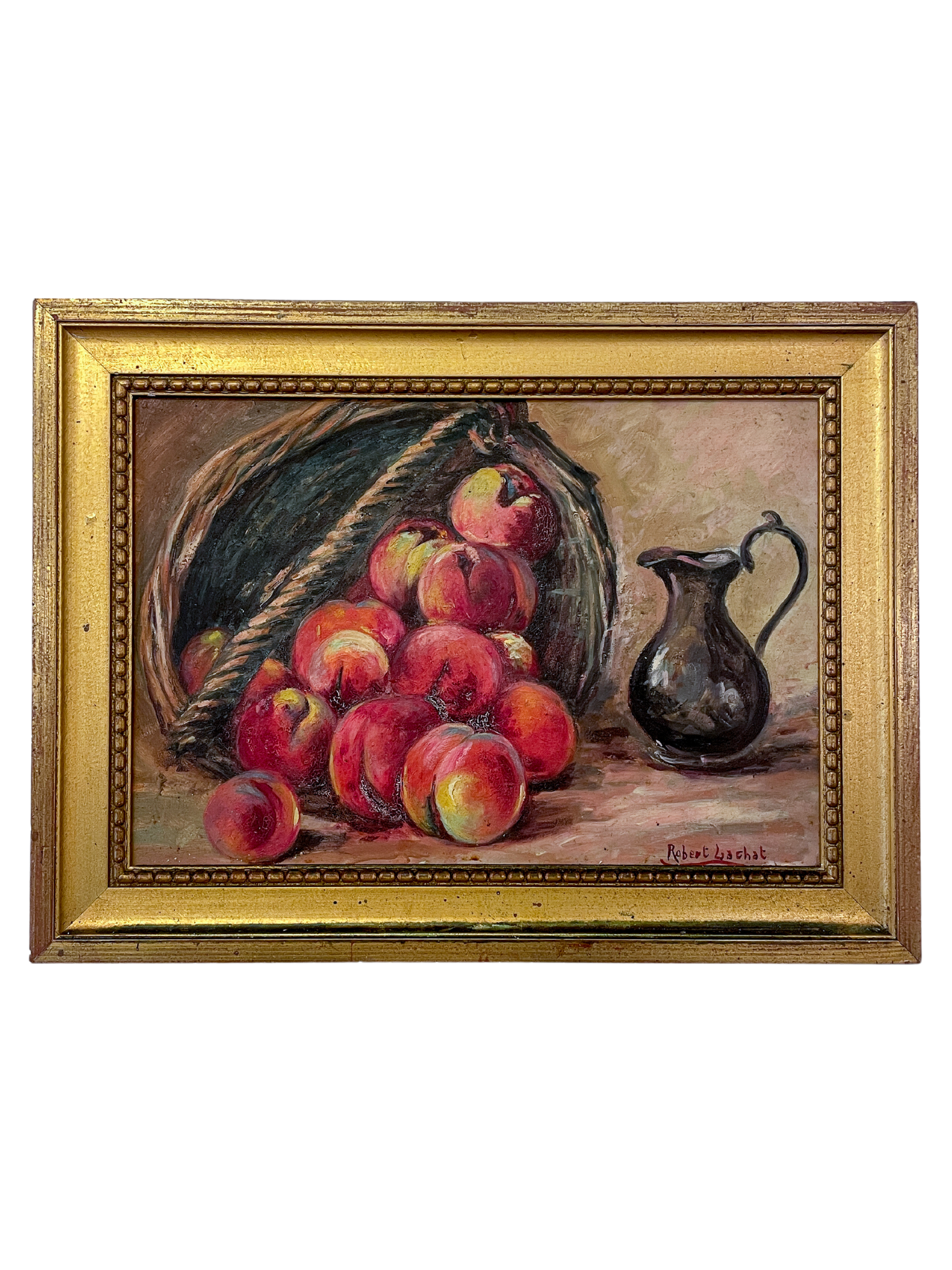 Basket of Peaches and a Pitcher