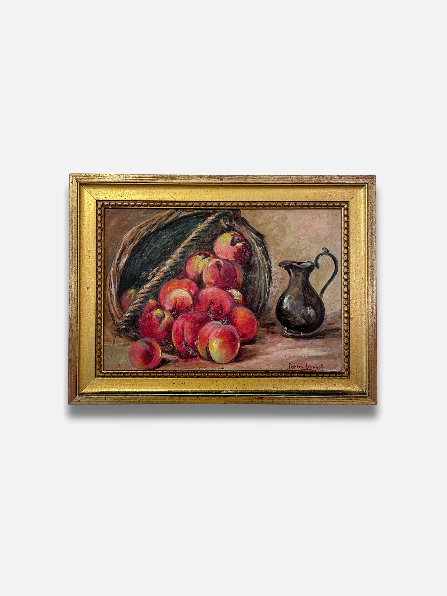 Basket of Peaches and a Pitcher