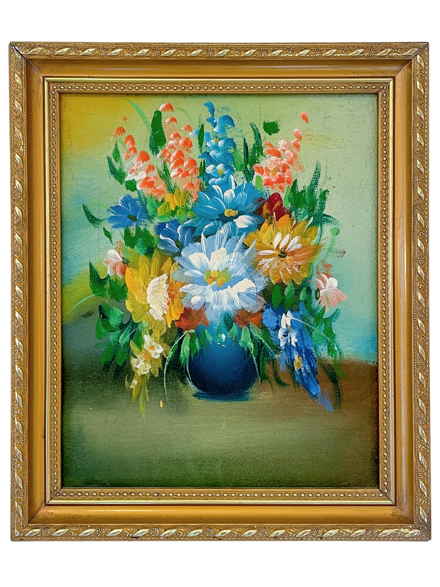 Floral Bouquet in Blue Vase