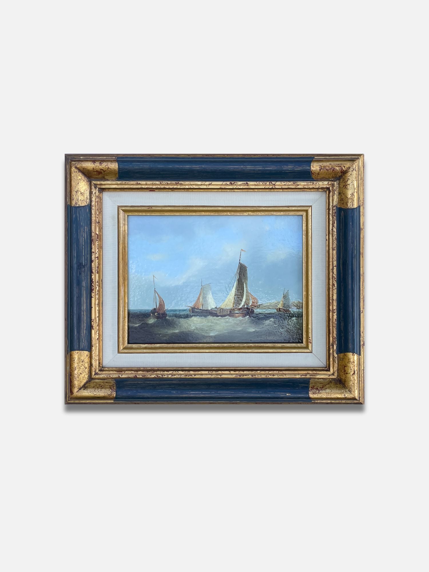 Seascape with Sailing Boats – 19th Century Oil on Panel